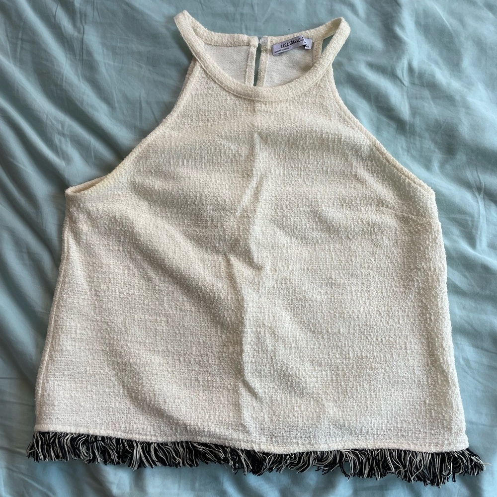 Zara Trafaluc White Knit Tank